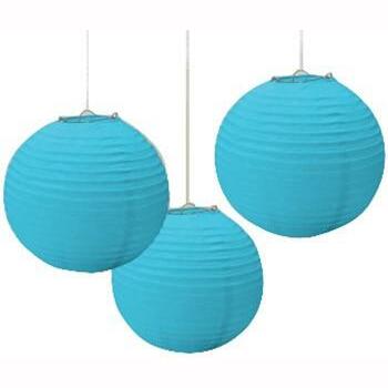 3 lanternes rondes à suspendre Turquoise,Farfouil en fÃªte,Lampions, lanternes, boules alvéolés