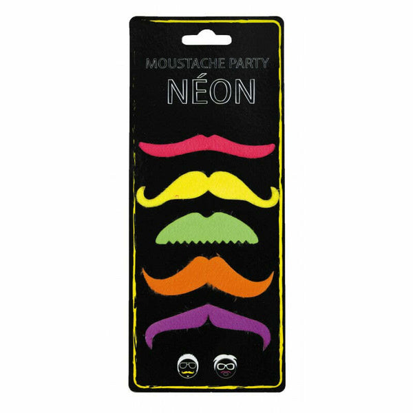 5 moustaches fluo / néon,Farfouil en fÃªte,Moustaches, barbes