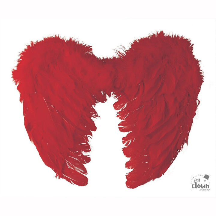 Ailes d'ange rouges en plumes 40 x 32 cm,Farfouil en fÃªte,Ailes