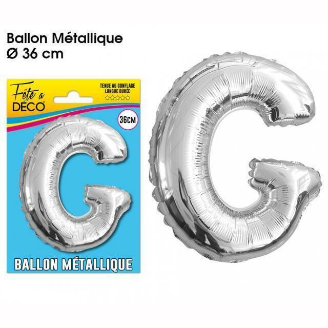 BALLON MÉTALLIQUE LETTRE AU CHOIX,G,Farfouil en fÃªte,Ballons