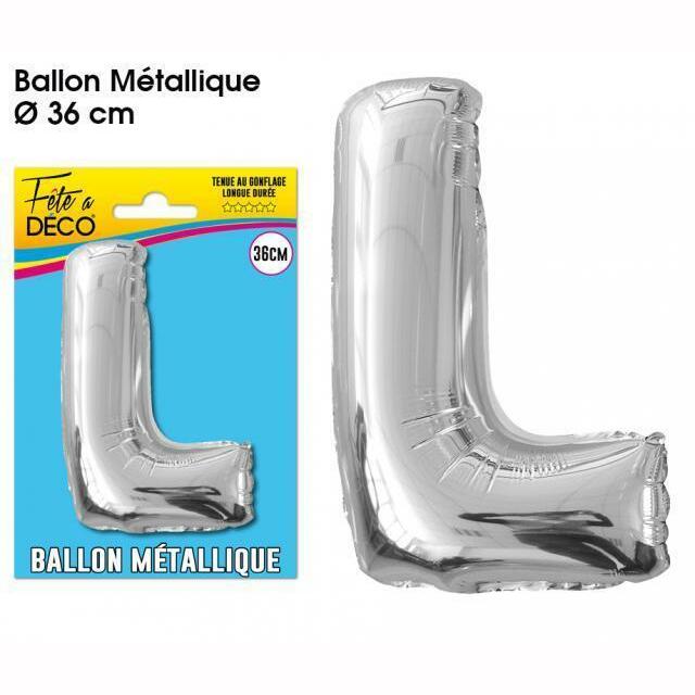 BALLON MÉTALLIQUE LETTRE AU CHOIX,L,Farfouil en fÃªte,Ballons