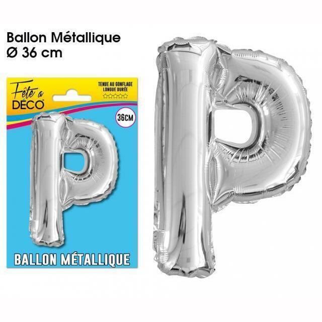 BALLON MÉTALLIQUE LETTRE AU CHOIX,P,Farfouil en fÃªte,Ballons