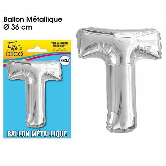 BALLON MÉTALLIQUE LETTRE AU CHOIX,T,Farfouil en fÃªte,Ballons