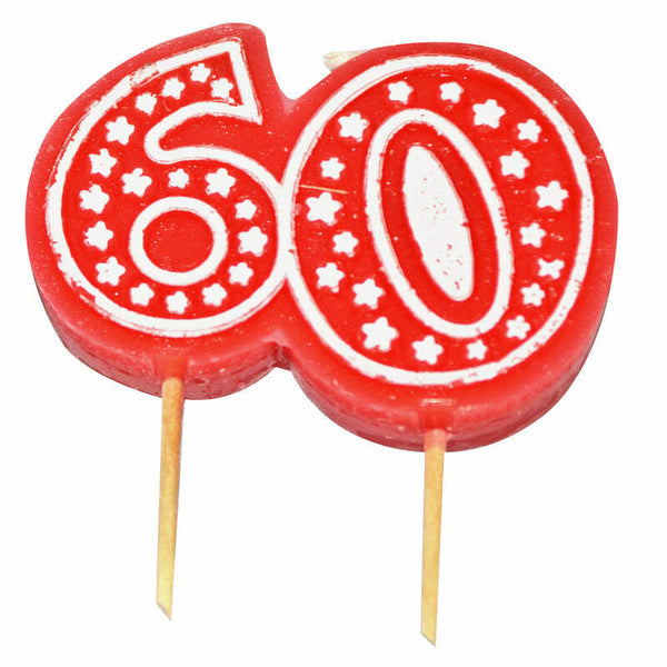 Bougie anniversaire rouge 60 ans,Farfouil en fÃªte,Bougies, bougeoirs, photophores