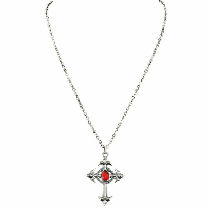 Collier à croix gothique avec gemme rouge,Farfouil en fÃªte,Bijoux