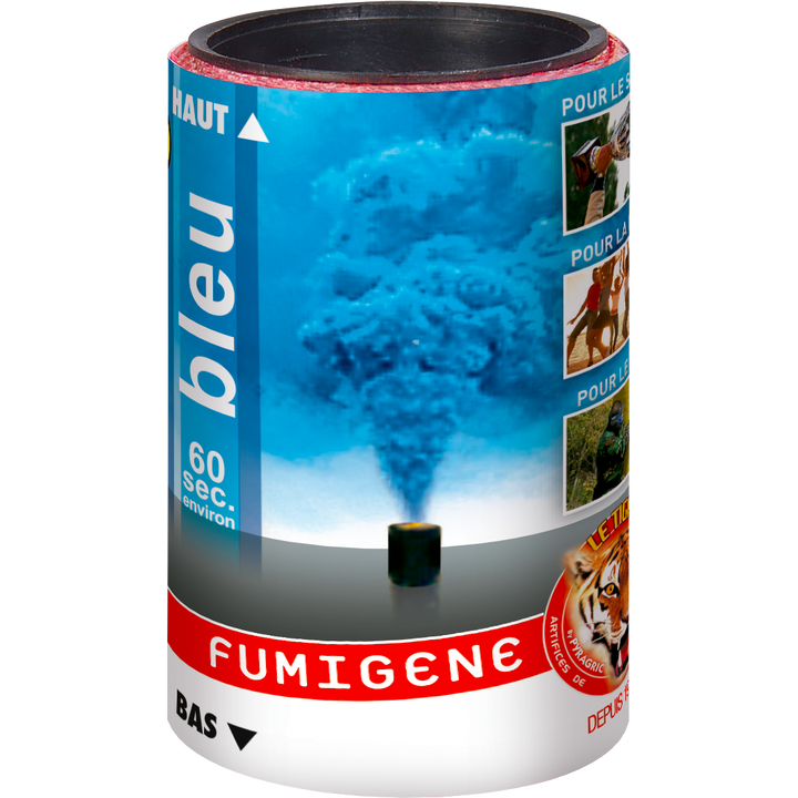Fumigène bleu 60 secondes Pyragric,Farfouil en fÃªte,Feux d'artifice et pétards