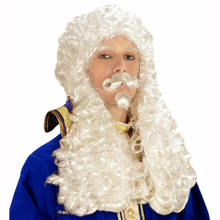 Perruque blanche Louis avec moustache et barbiche,Farfouil en fÃªte,Perruque