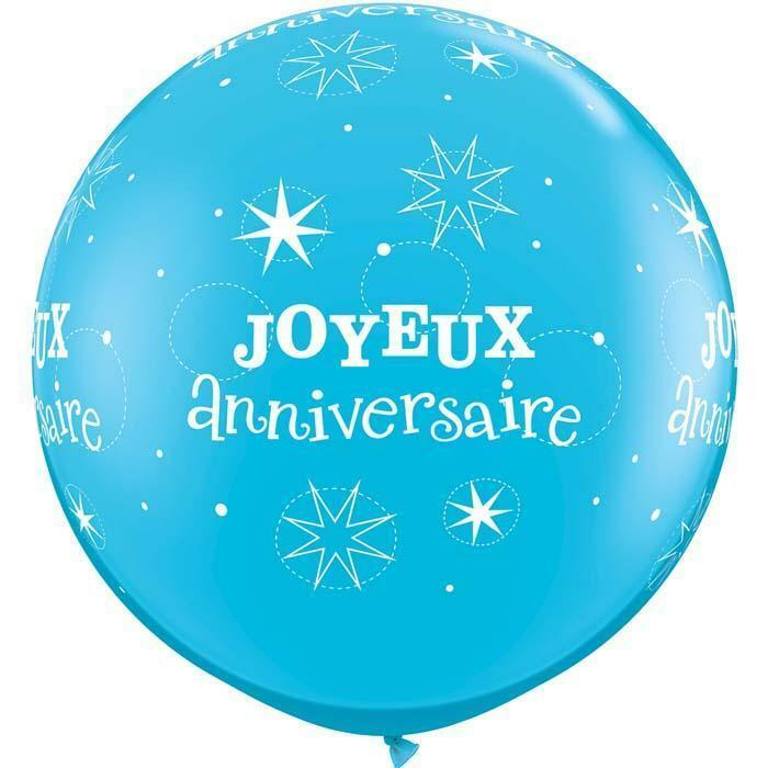 SACHET DE 2 BALLONS SPARKLE BLEU JOYEUX ANNIVERSAIRE 3' 86 CM QUALATEX –  Farfouil en fête