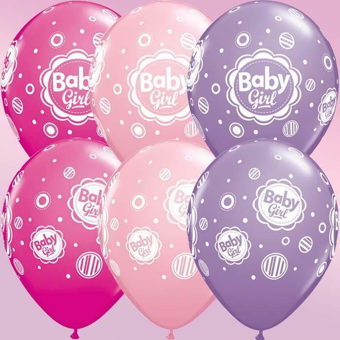 SACHET DE 6 BALLONS "BABY GIRL" 28 CM 11" QUALATEX,Farfouil en fÃªte,Ballons