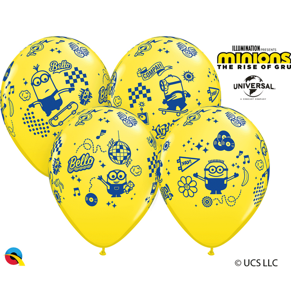Sachet de 6 ballons Les Minions : Rise of Gru© 11" 28 cm Qualatex®,Farfouil en fÃªte,Ballons
