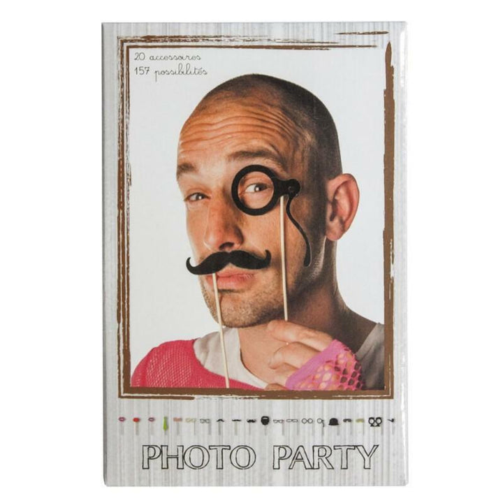 Set Photobooth party - 20 pièces,Farfouil en fÃªte,Moustaches, barbes