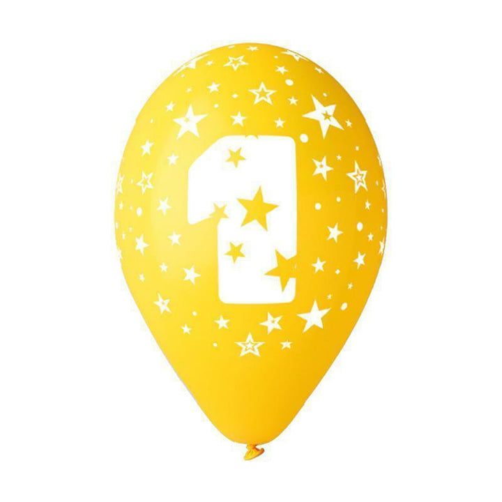 10 BALLONS PASTEL MULTI IMP BLANC TOUT AUTOUR CHIFFRE 1,Farfouil en fÃªte,Ballons