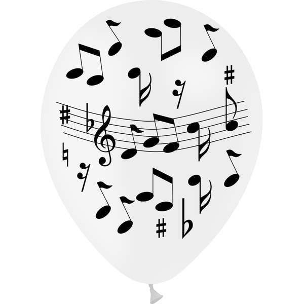 100 ballons latex avec notes de musique noires sur blanc 30 cm,Farfouil en fÃªte,Ballons