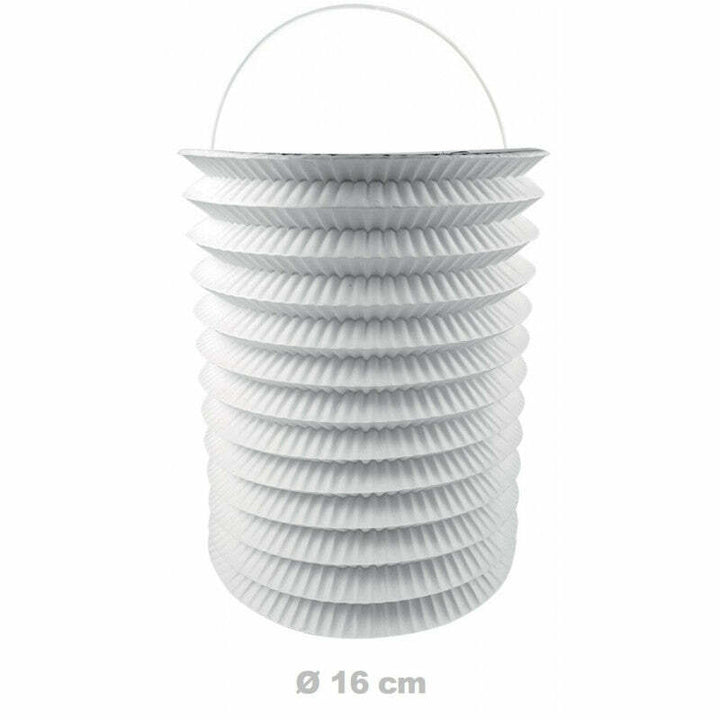 12 lampions cylindriques blancs unis 16 cm,Farfouil en fÃªte,Lampions, lanternes, boules alvéolés