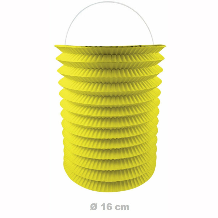 12 lampions cylindriques jaunes unis 16 cm,Farfouil en fÃªte,Lampions, lanternes, boules alvéolés