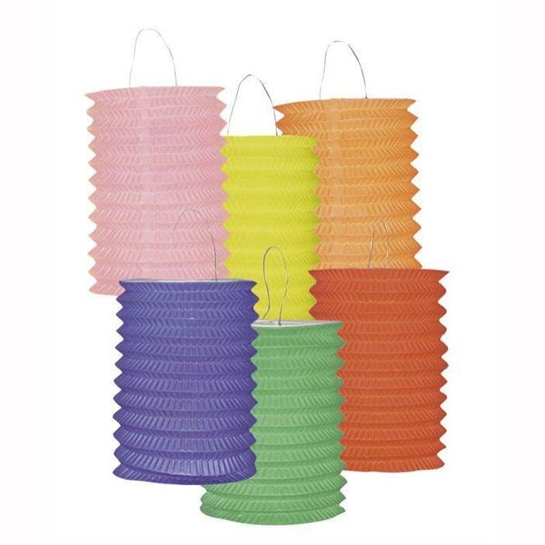 12 lampions cylindriques multicolores unis 13 cm,Farfouil en fÃªte,Lampions, lanternes, boules alvéolés