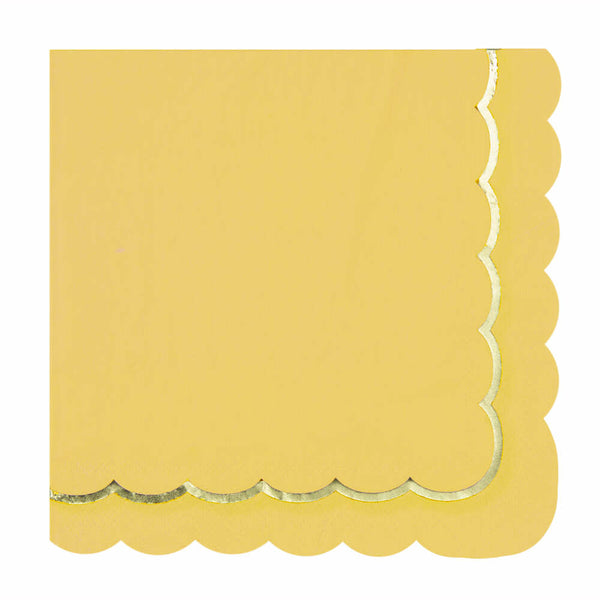 16 serviettes festonnées de 33 x 33 cm jaune curry et or,Farfouil en fÃªte,Nappes, serviettes