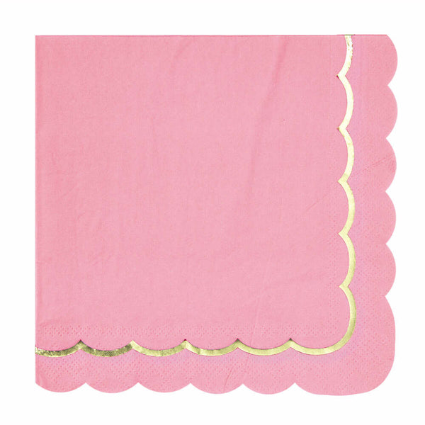 16 serviettes festonnées de 33 x 33 cm rose et or,Farfouil en fÃªte,Nappes, serviettes