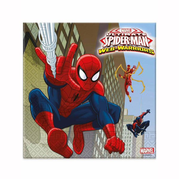 20 serviettes en papier Spider-Man Web-Warriors™ 33 x 33 cm,Farfouil en fÃªte,Nappes, serviettes