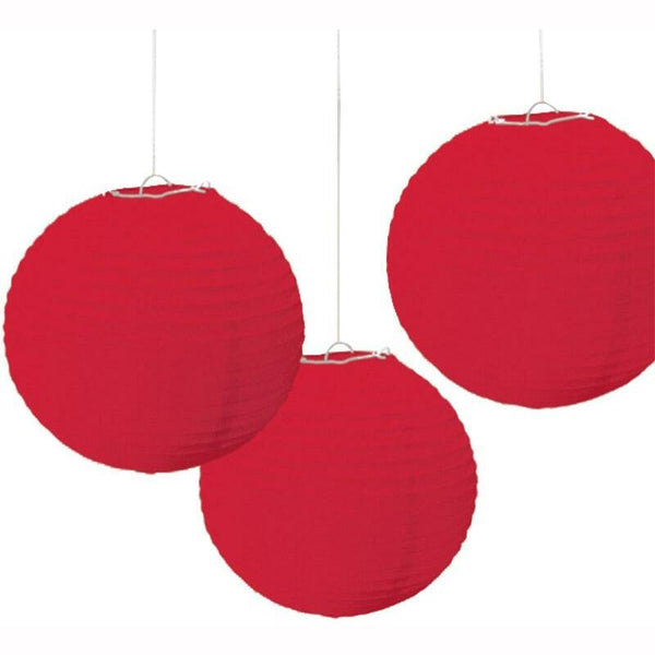 3 lanternes rondes à suspendre Rouge,Farfouil en fÃªte,Lampions, lanternes, boules alvéolés
