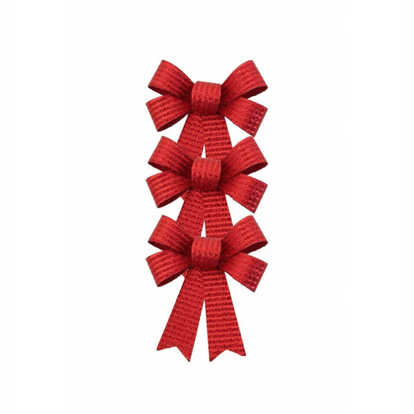 3 petits noeuds rouges brillants 10 x 12,7 cm,Farfouil en fÃªte,Noeuds