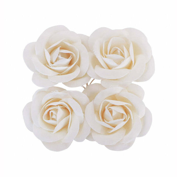 4 roses blanches satin 4 cm,Farfouil en fÃªte,Décorations
