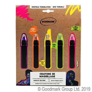 5 crayons de maquillage fluo à base d'eau,Farfouil en fÃªte,Maquillage de scène