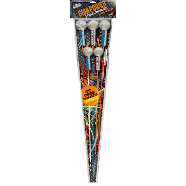 5 fusées Giga Power Cannon Ball® Sky Designer Ardi,Farfouil en fÃªte,Feux d'artifice et pétards