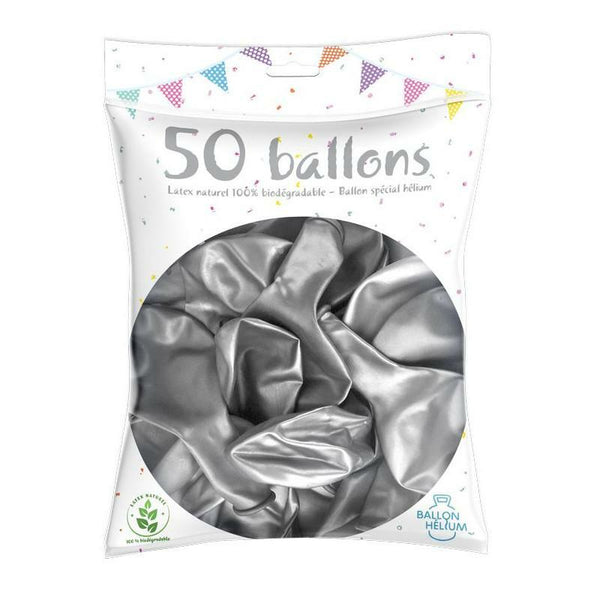 50 ballons latex nacrés argent 30 cm,Farfouil en fÃªte,Ballons