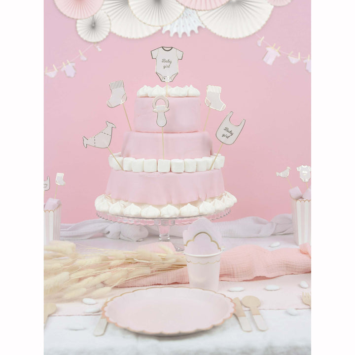 6 décorations pour gâteaux 20 cm Baby Pink,Farfouil en fÃªte,Sujets gâteaux