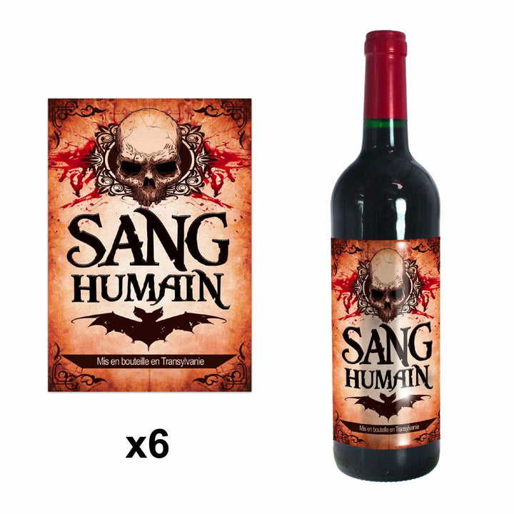 6 Étiquettes d'horreur pour bouteilles de vin,Farfouil en fÃªte,Marques places, marques verres, étiquettes, porte-nom