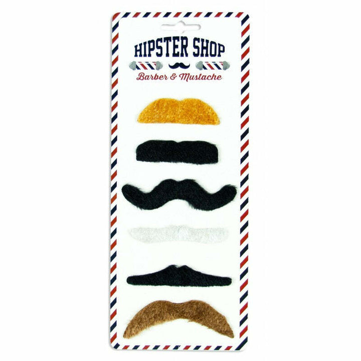 6 moustaches assorties,Farfouil en fÃªte,Moustaches, barbes