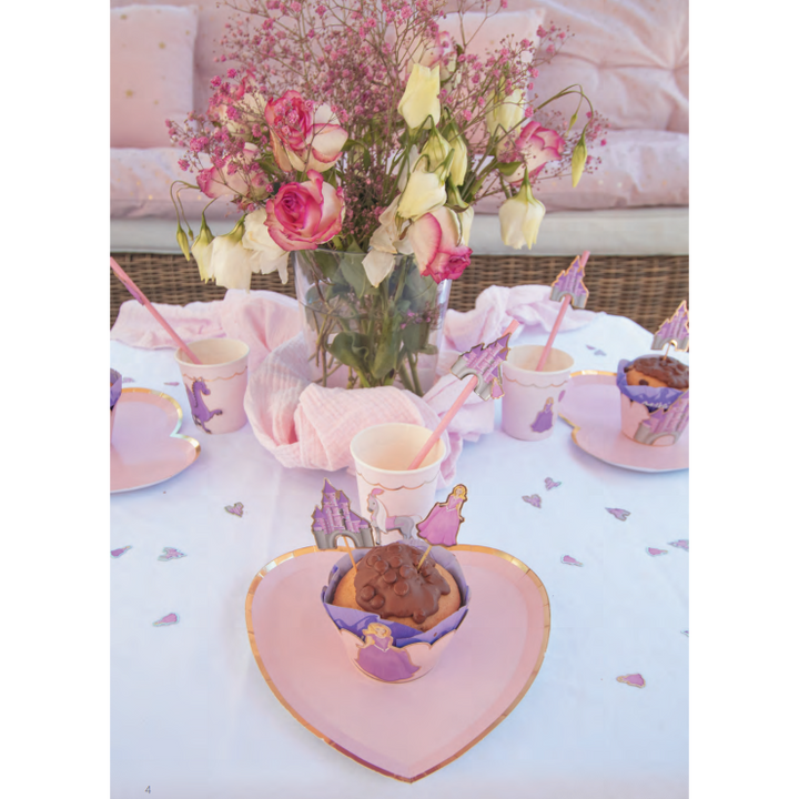 8 assiettes coeur de 19 cm rose pastel et or,Farfouil en fÃªte,Assiettes, sets de table