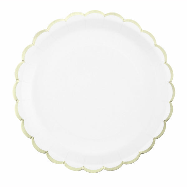 8 assiettes festonnées de 23 cm blanc et or,Farfouil en fÃªte,Assiettes, sets de table