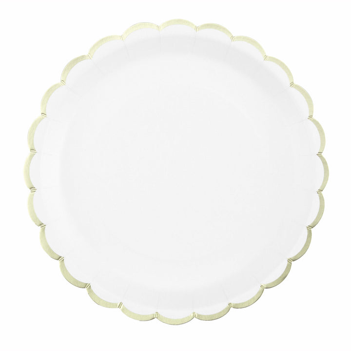 8 assiettes festonnées de 23 cm blanc et or,Farfouil en fÃªte,Assiettes, sets de table