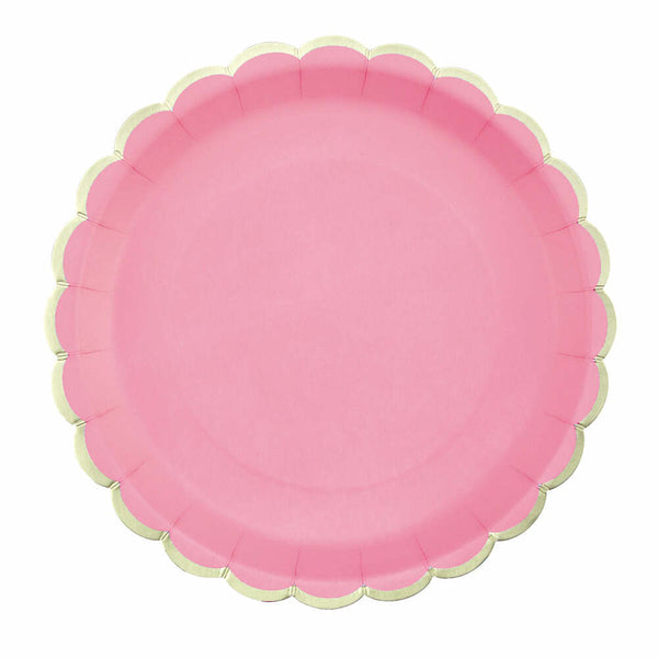 8 assiettes festonnées de 23 cm rose et or,Farfouil en fÃªte,Assiettes, sets de table