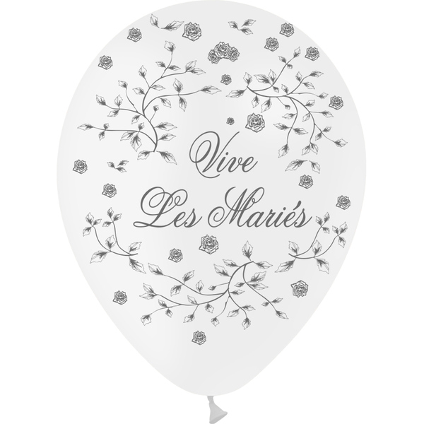 8 ballons en latex "Vive les mariés" roses Balloonia® - Coloris au choix,Blanc,Farfouil en fÃªte,Ballons