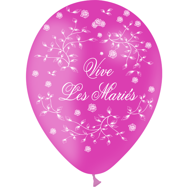 8 ballons en latex "Vive les mariés" roses Balloonia® - Coloris au choix,Fuchsia,Farfouil en fÃªte,Ballons