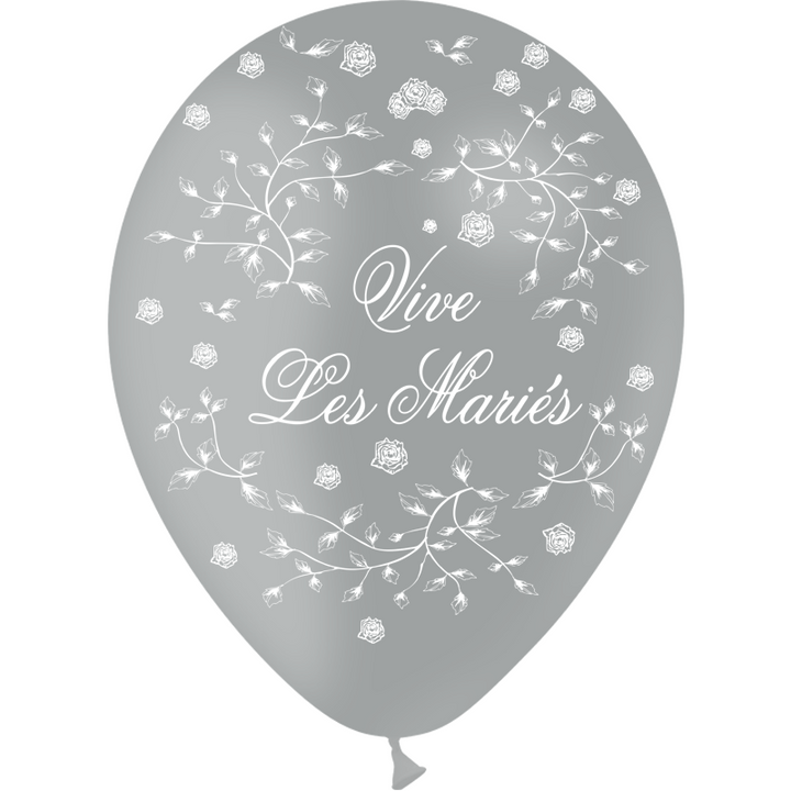 8 ballons en latex "Vive les mariés" roses Balloonia® - Coloris au choix,Gris,Farfouil en fÃªte,Ballons