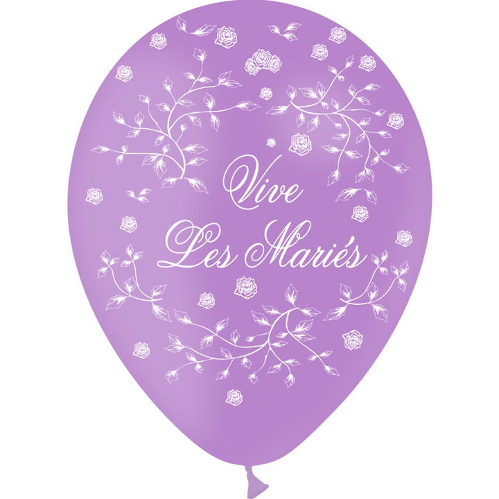 8 ballons en latex "Vive les mariés" roses Balloonia® - Coloris au choix,Lavande,Farfouil en fÃªte,Ballons