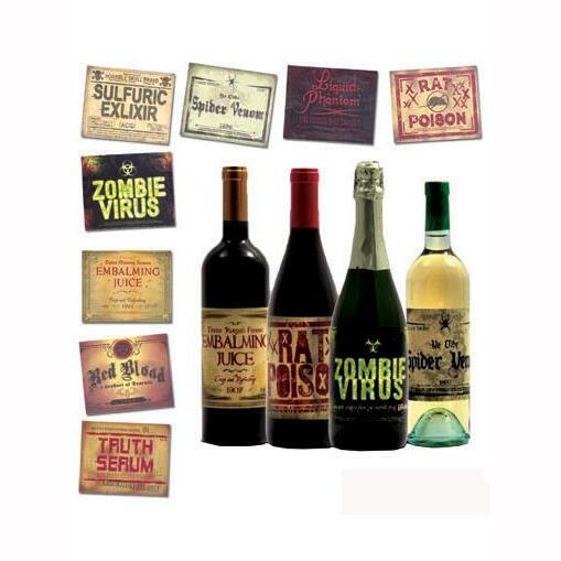 8 Étiquettes d'Halloween pour bouteilles,Farfouil en fÃªte,Marques places, marques verres, étiquettes, porte-nom