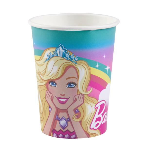 8 gobelets en carton Barbie Dreamtopia™ 250 ml,Farfouil en fÃªte,Verres et gobelets