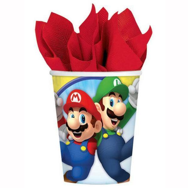 8 gobelets en carton Super Mario™ 250 ml,Farfouil en fÃªte,Verres et gobelets