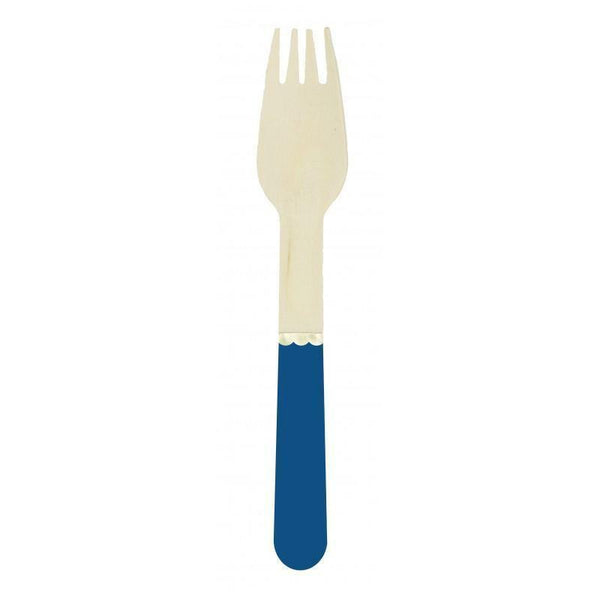 8 petites fourchettes en bois bleu majorelle et or,Farfouil en fÃªte,Couverts jetables