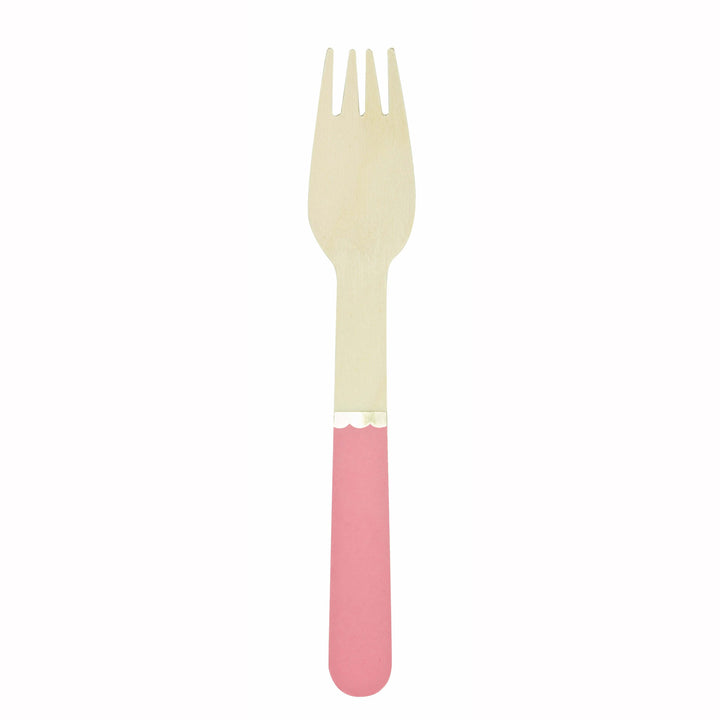 8 petites fourchettes en bois rose et or,Farfouil en fÃªte,Couverts jetables