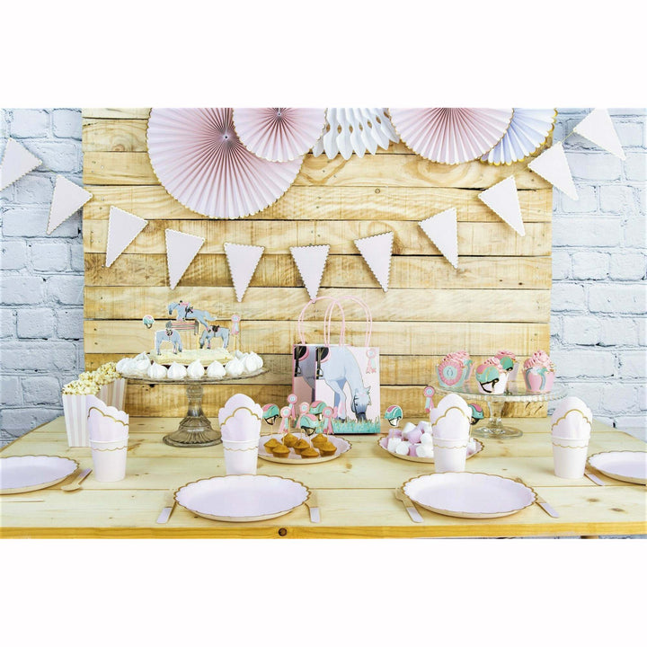 8 petites fourchettes en bois rose pastel et or,Farfouil en fÃªte,Couverts jetables