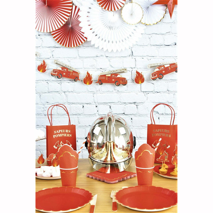 8 petites fourchettes en bois rouge et or,Farfouil en fÃªte,Couverts jetables
