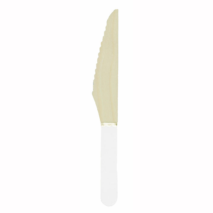 8 petits couteaux en bois blanc et or,Farfouil en fÃªte,Couverts jetables