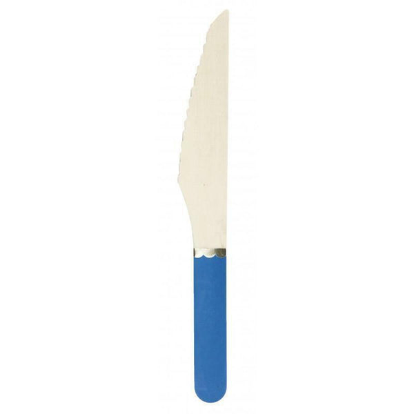 8 petits couteaux en bois bleu majorelle et or,Farfouil en fÃªte,Couverts jetables