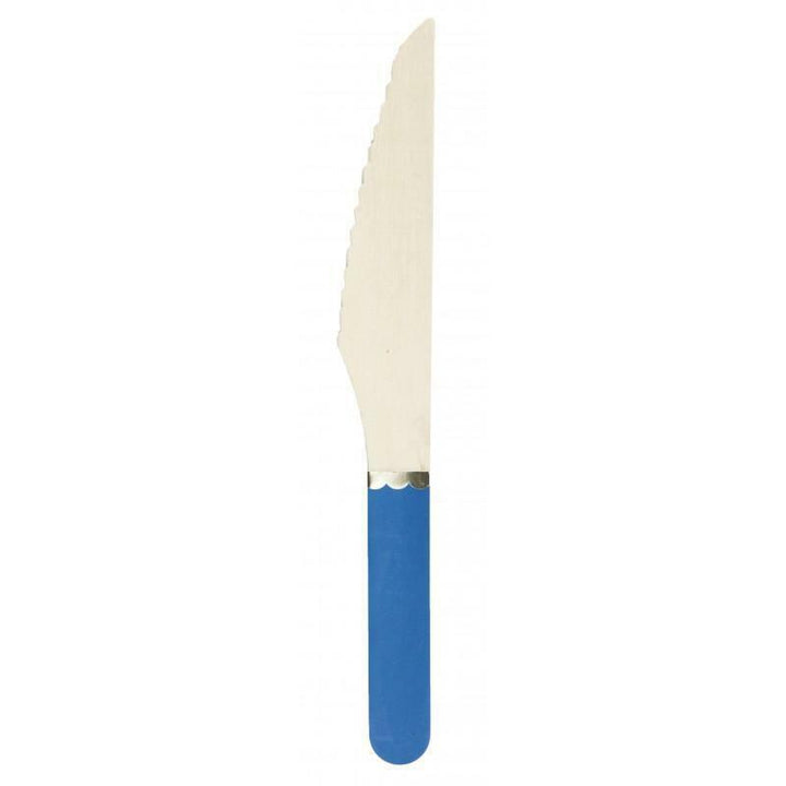 8 petits couteaux en bois bleu majorelle et or,Farfouil en fÃªte,Couverts jetables